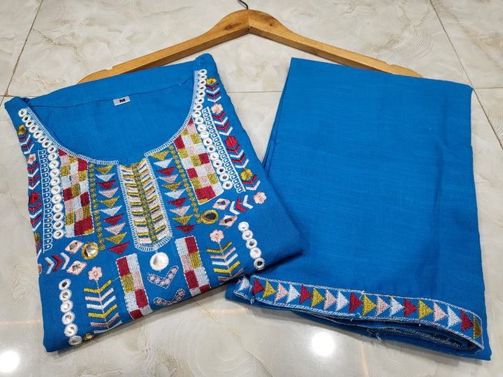 Ocean Bloom Cotton Kurti Set