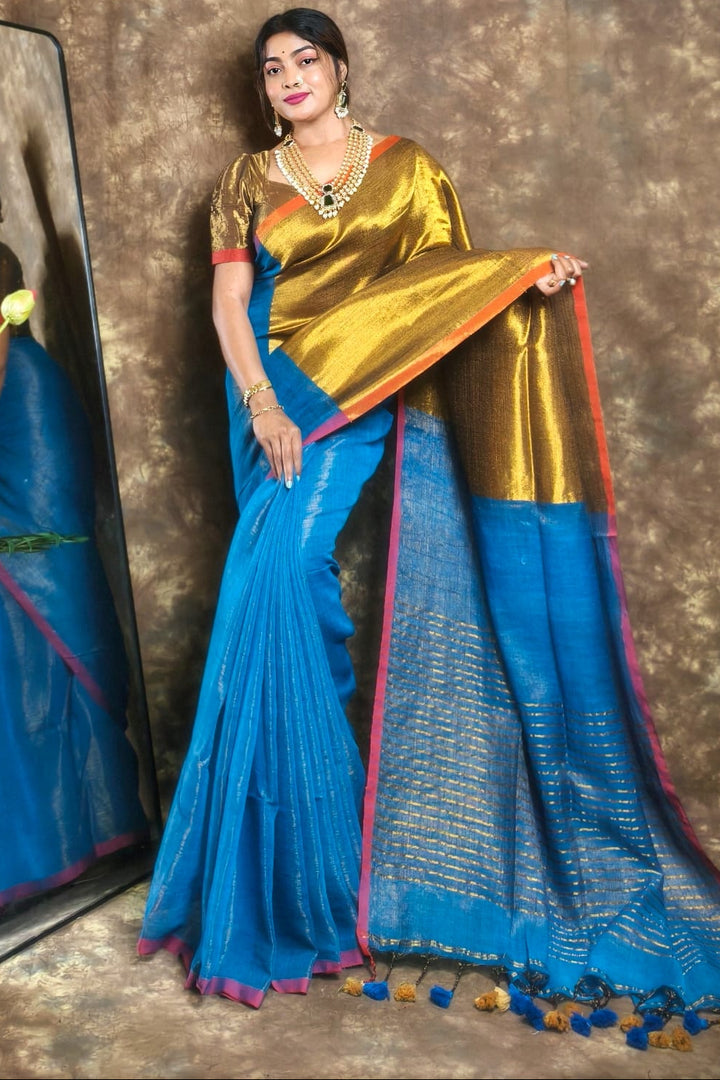 Meghduti Tissue Linen Banarasi Saree