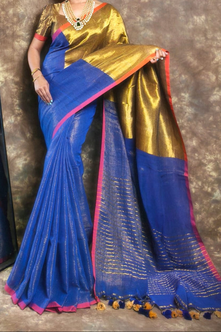 Meghduti Tissue Linen Banarasi Saree