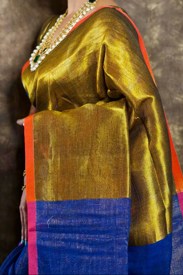 Meghduti Tissue Linen Banarasi Saree