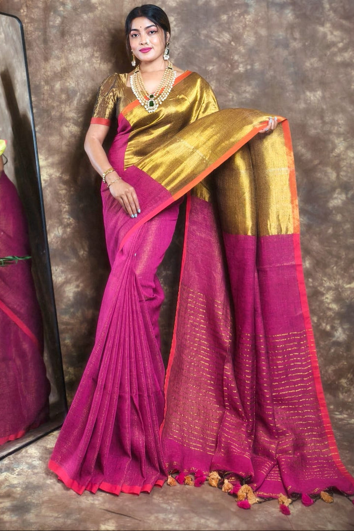 Meghduti Tissue Linen Banarasi Saree