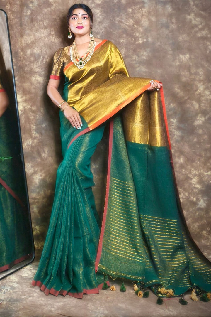 Meghduti Tissue Linen Banarasi Saree