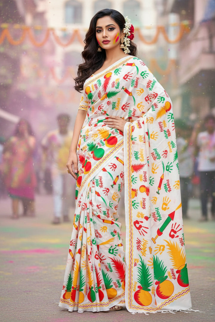 Holi Special-Rang Mahal Mul Cotton Saree