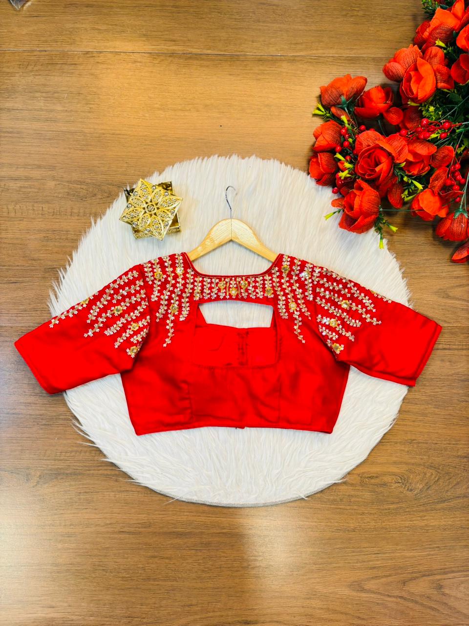 Silent Poetry - Vichitra Silk Designer Blouse