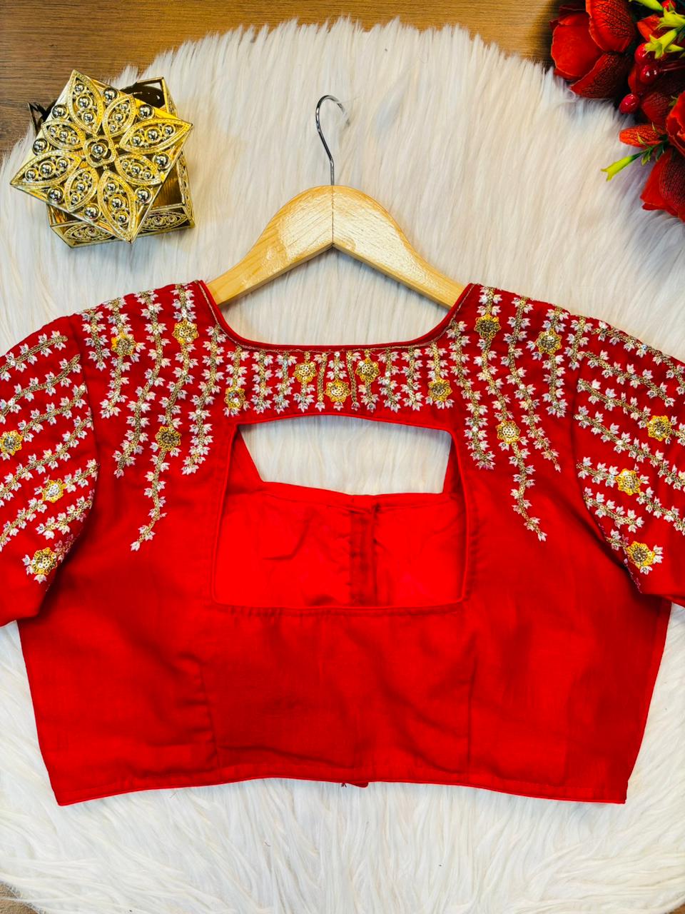 Silent Poetry - Vichitra Silk Designer Blouse