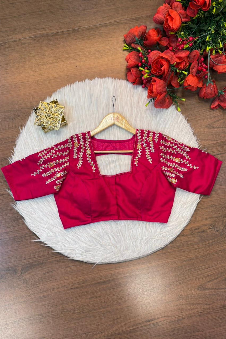 Silent Poetry - Vichitra Silk Designer Blouse