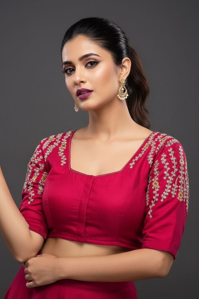 Silent Poetry - Vichitra Silk Designer Blouse