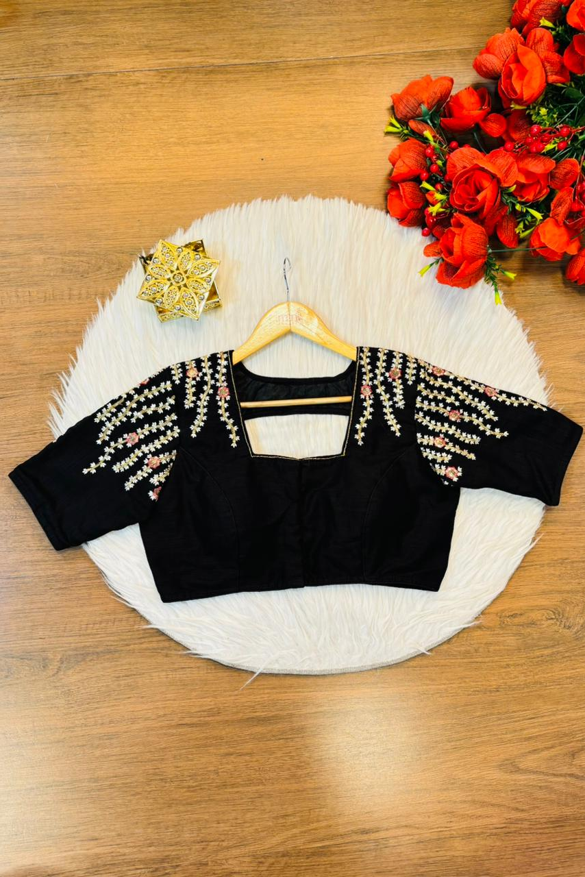 Silent Poetry - Vichitra Silk Designer Blouse