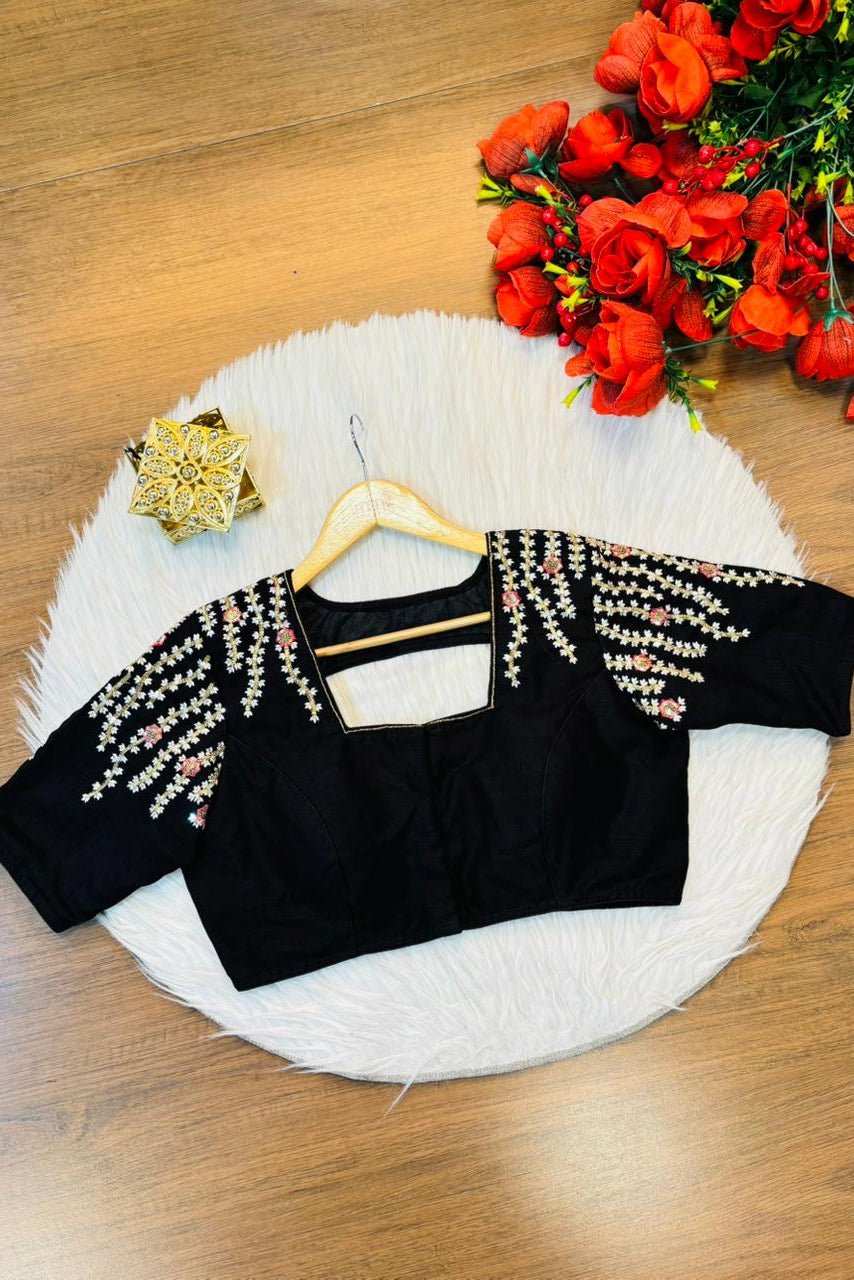 Silent Poetry - Vichitra Silk Designer Blouse