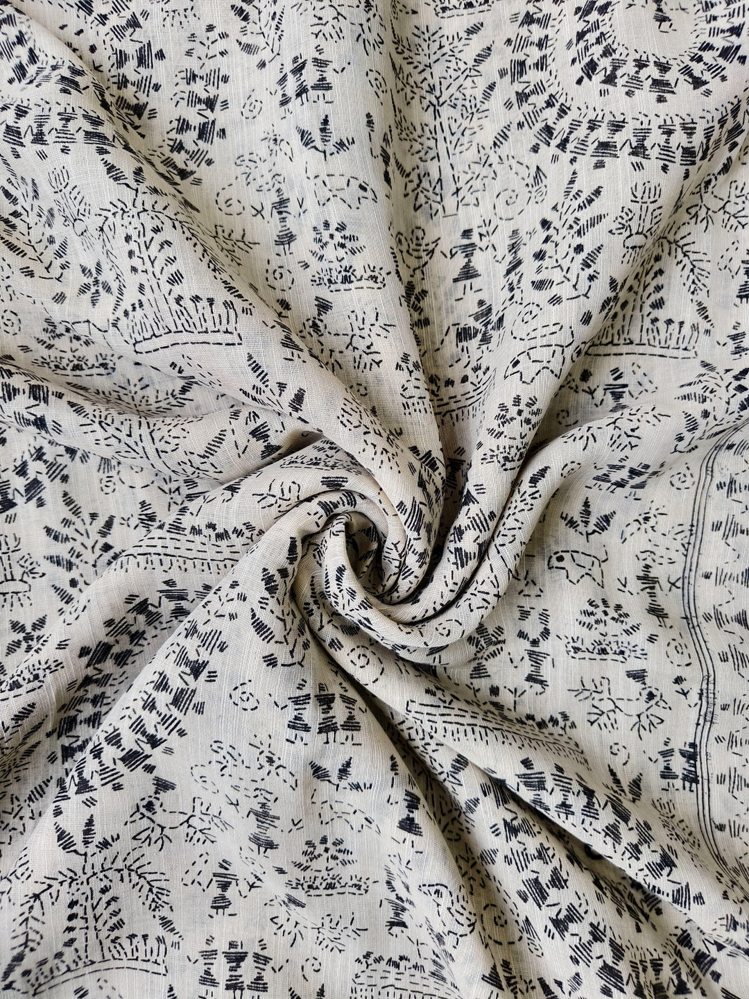 Premium Handfeel Linen Saree in Off-White