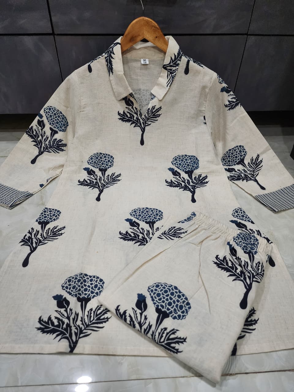 Floral Indigo Smart Cotton Coord Set