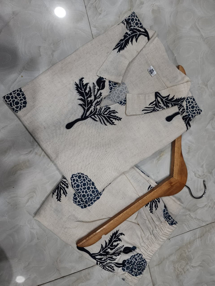 Floral Indigo Smart Cotton Coord Set