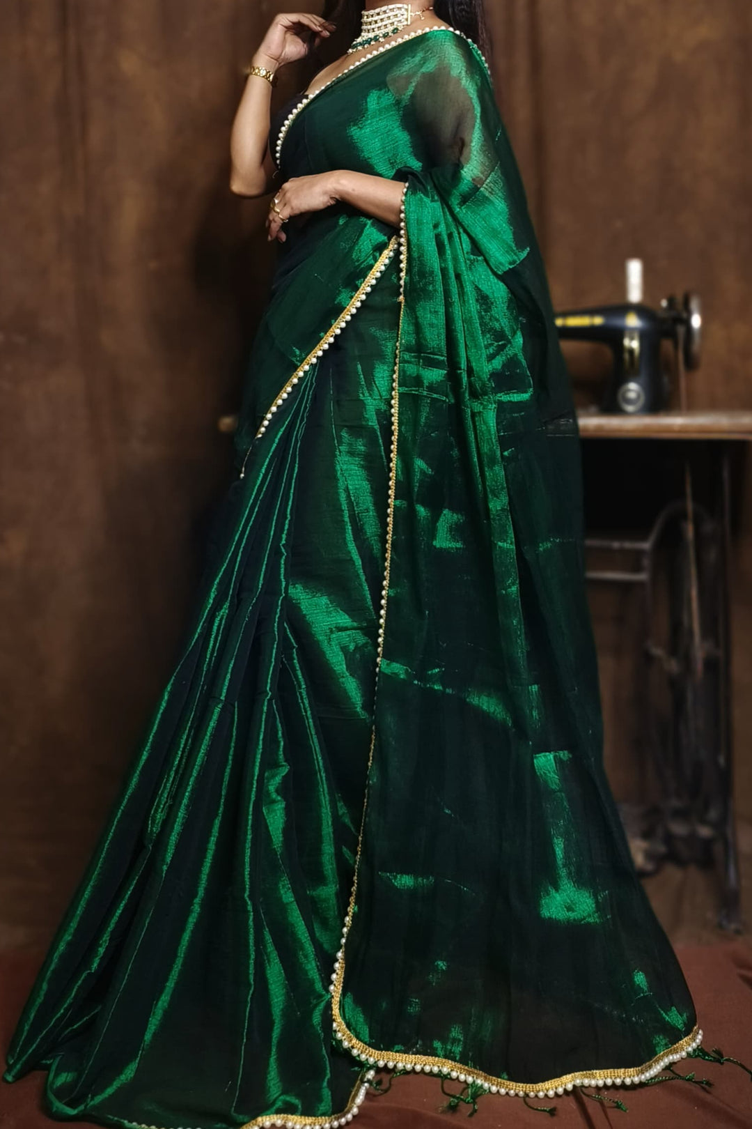 Scarlet Pearl Raga Tissue Silk Saree