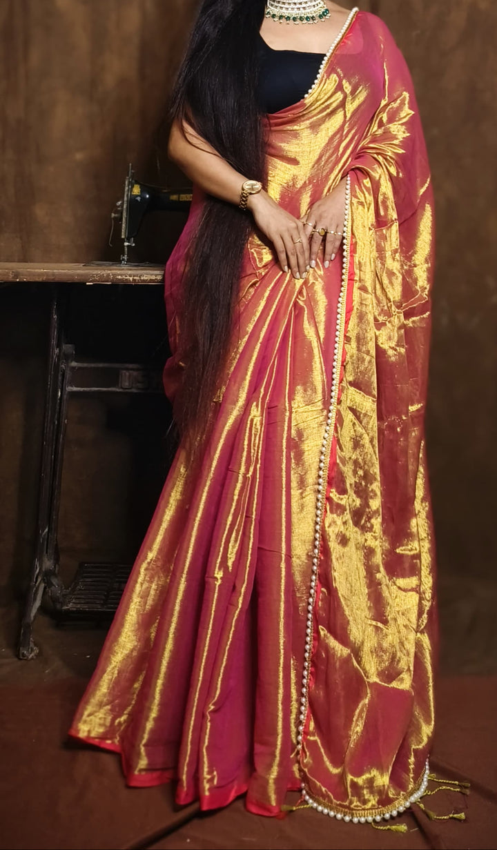 Scarlet Pearl Raga Tissue Silk Saree