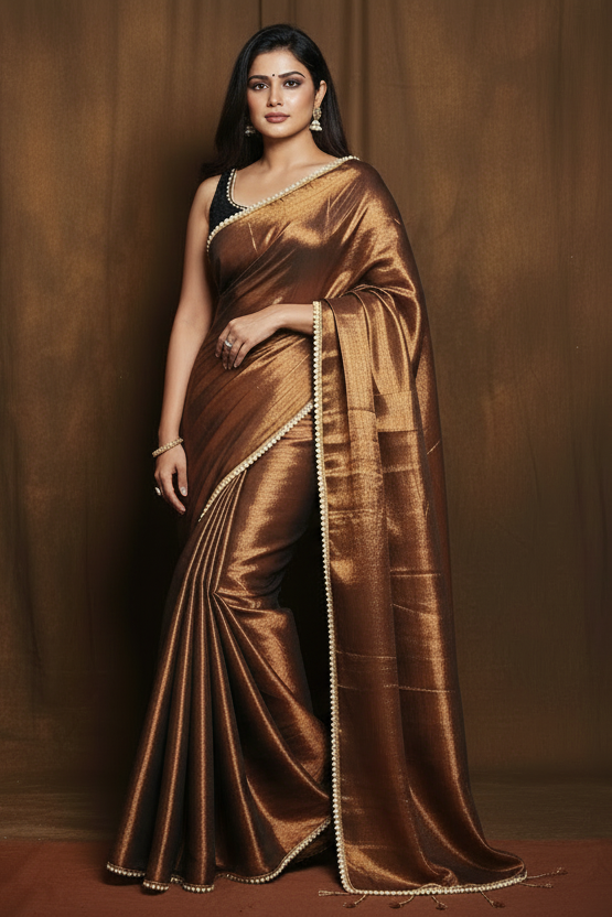 Scarlet Pearl Raga Tissue Silk Saree