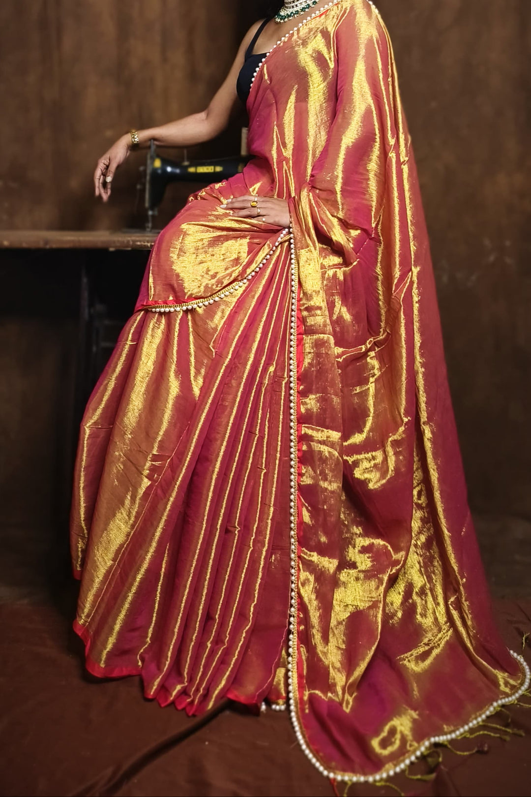 Scarlet Pearl Raga Tissue Silk Saree