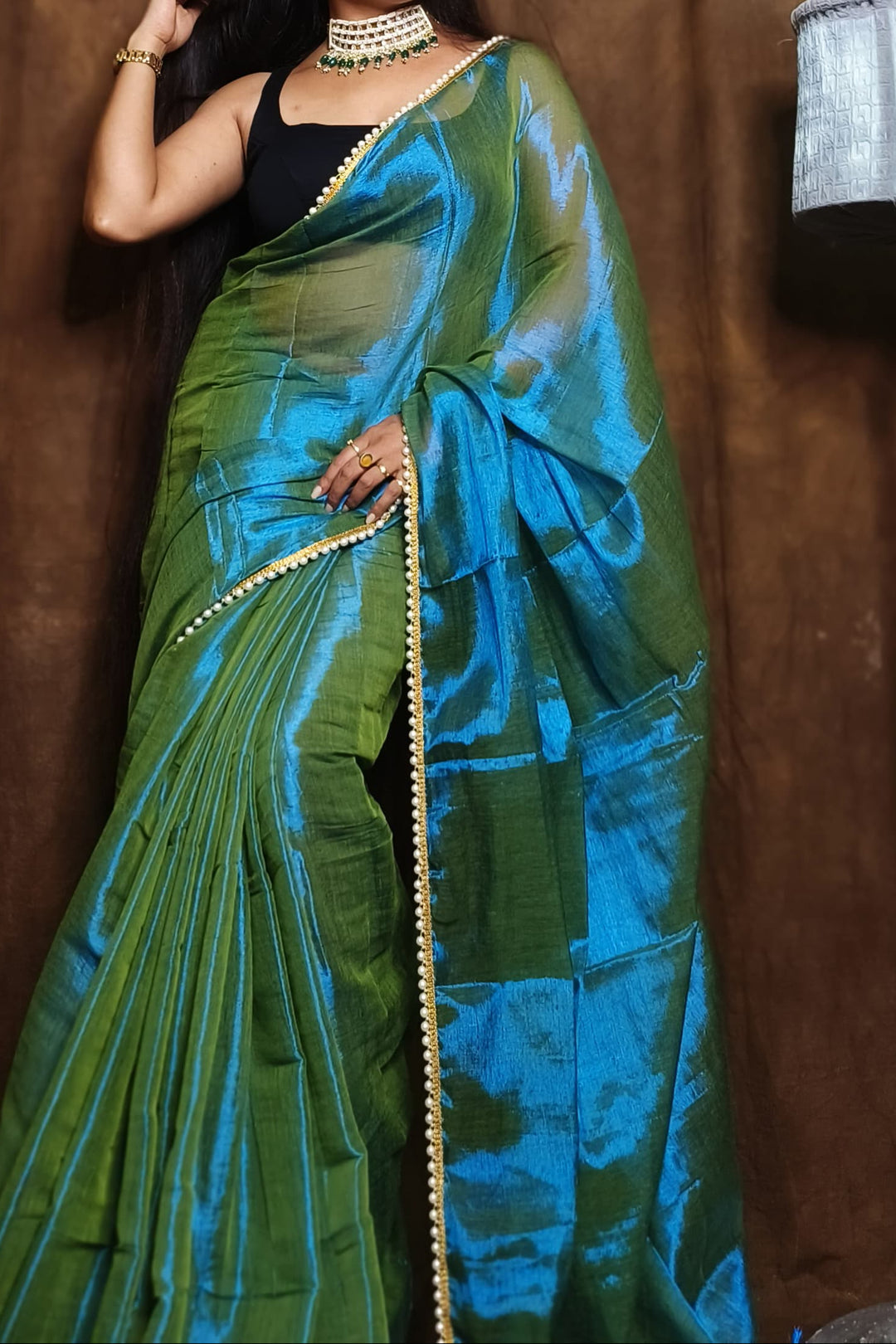 Scarlet Pearl Raga Tissue Silk Saree