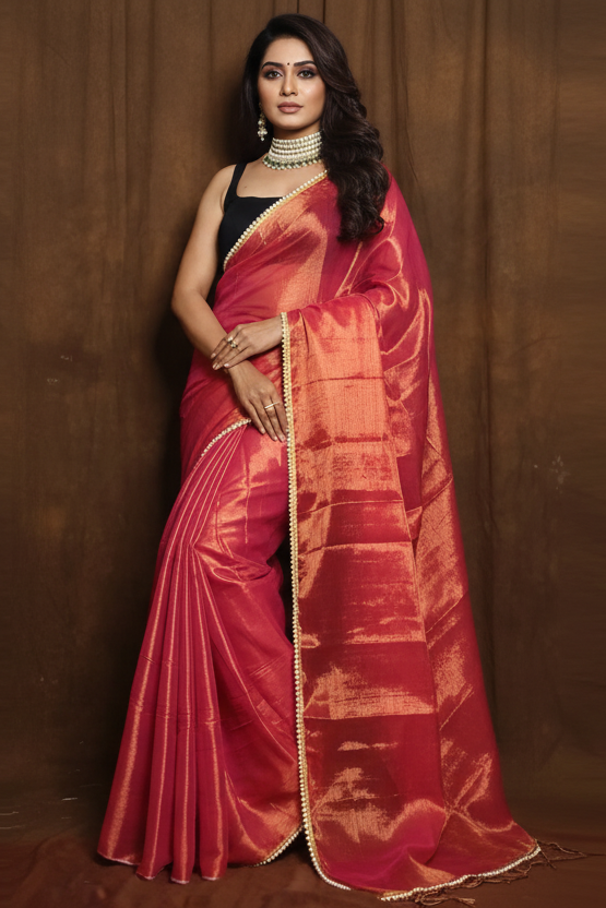 Scarlet Pearl Raga Tissue Silk Saree