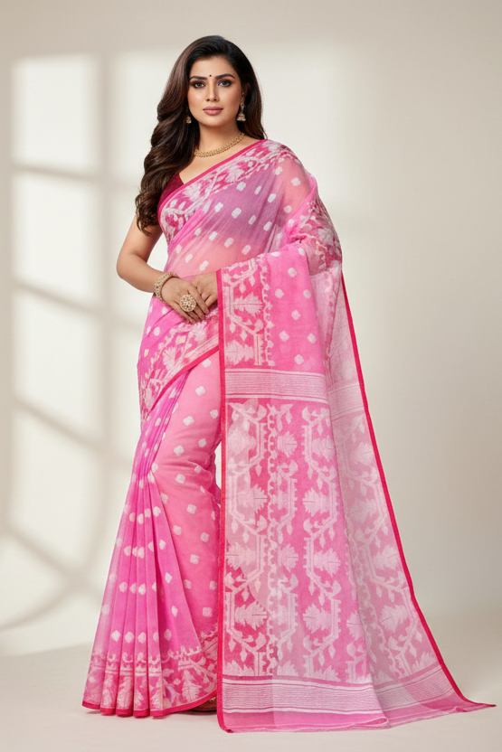 Sonar Tori Cotton Muslin Jamdani Saree