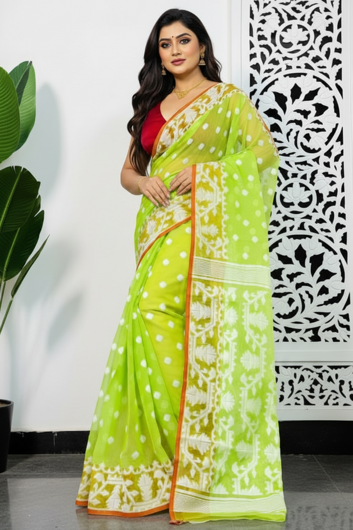 Sonar Tori Cotton Muslin Jamdani Saree