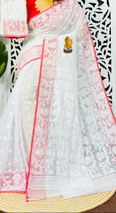 Sonar Tori Cotton Muslin Jamdani Saree