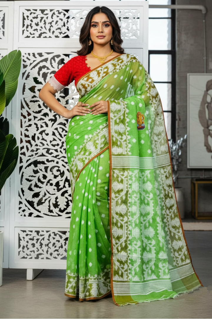 Sonar Tori Cotton Muslin Jamdani Saree