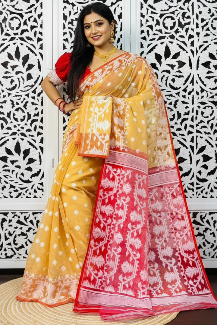 Sonar Tori Cotton Muslin Jamdani Saree