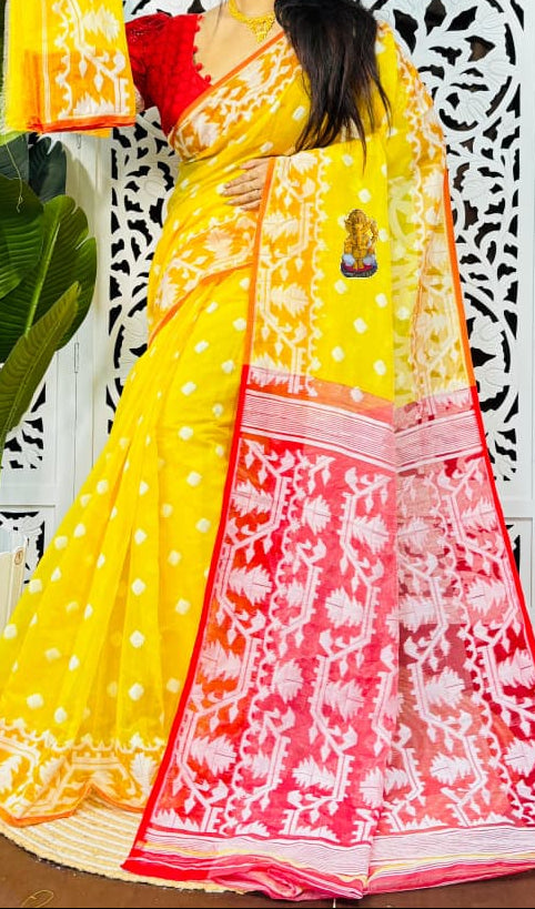 Sonar Tori Cotton Muslin Jamdani Saree