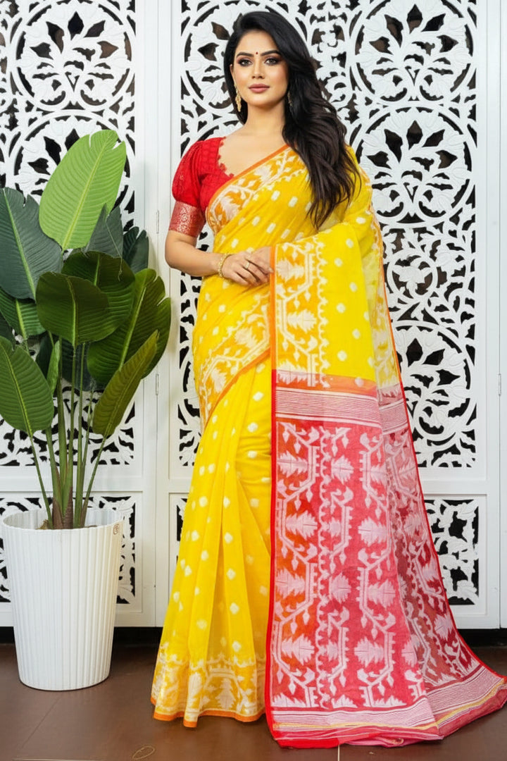 Sonar Tori Cotton Muslin Jamdani Saree