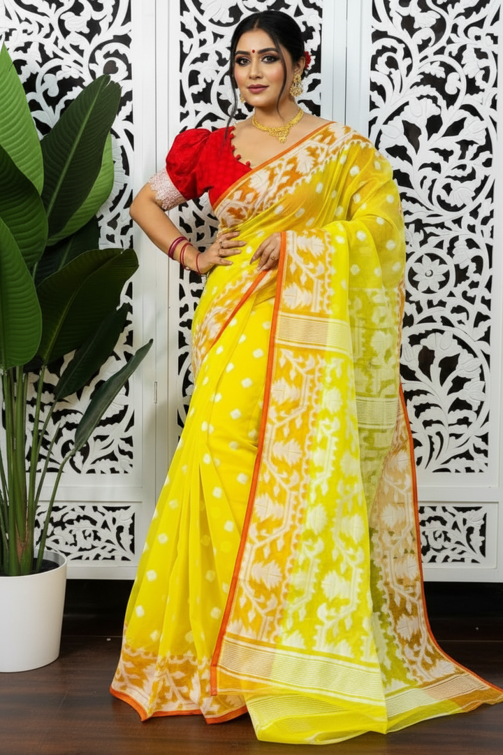 Sonar Tori Cotton Muslin Jamdani Saree