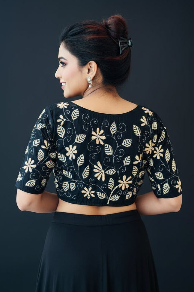 Friendly Note-Kantha Stitch Designer Blouse