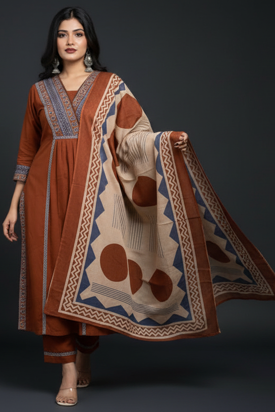 Recent Trends-Designer Cotton Kurti Set