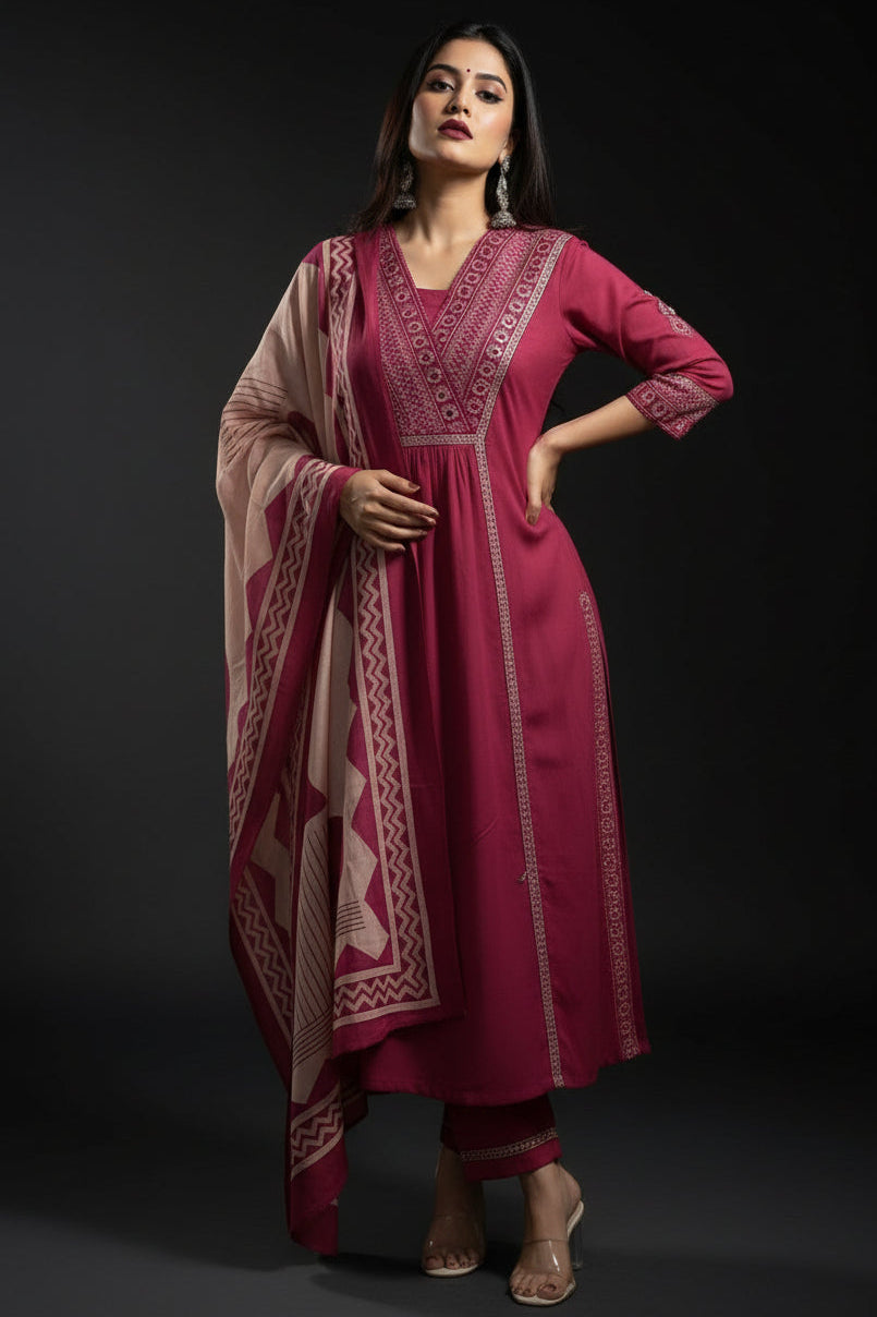 Recent Trends-Designer Cotton Kurti Set