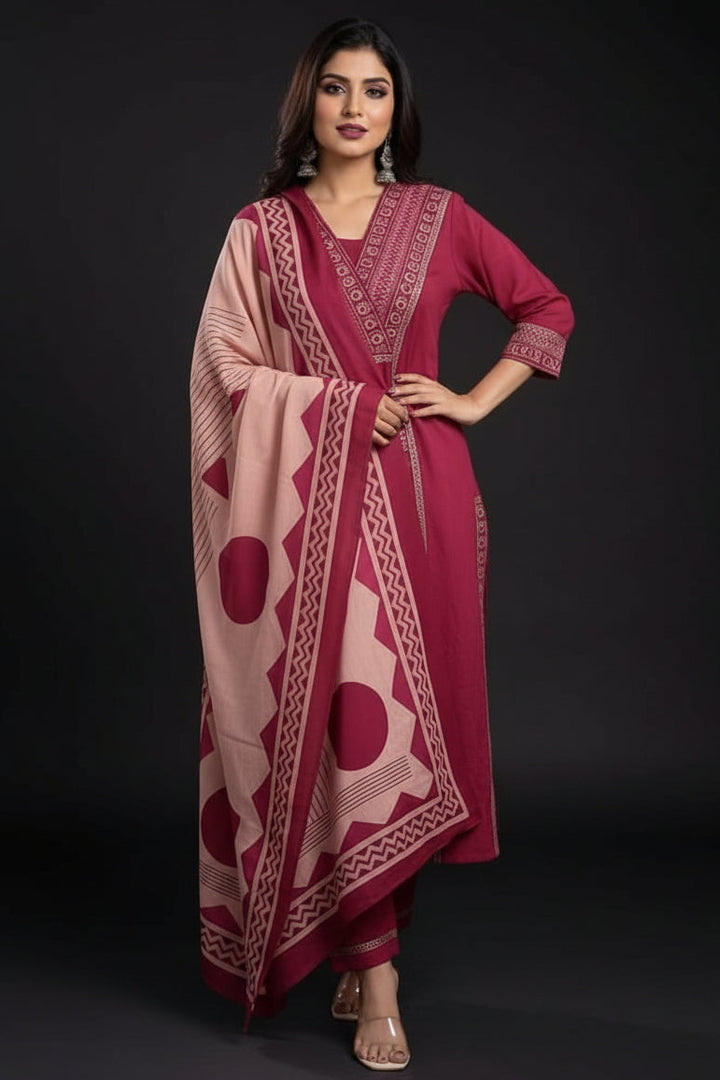 Recent Trends-Designer Cotton Kurti Set