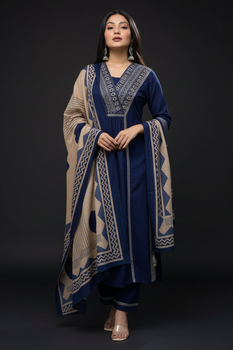 Recent Trends-Designer Cotton Kurti Set