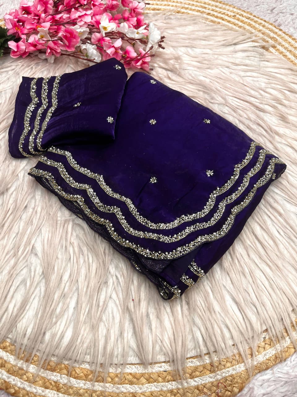 Ethnic Spiral Fancy Silk Saree