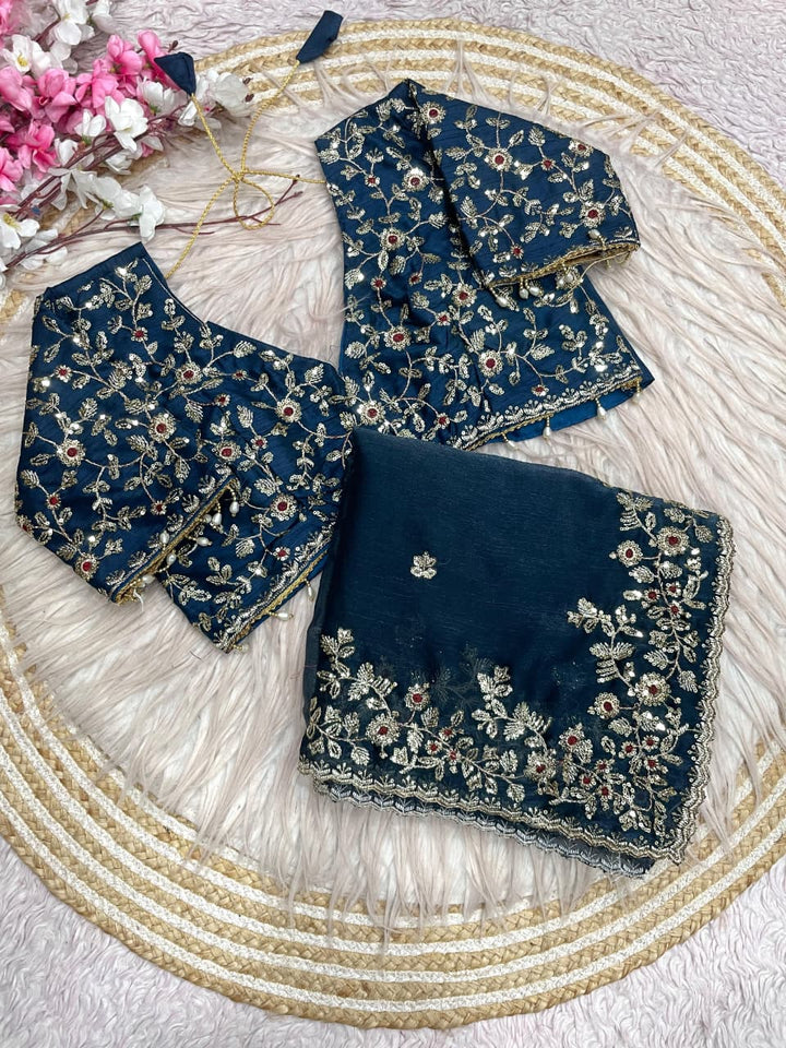 Spark Essence Designer Embroidery Silk Saree