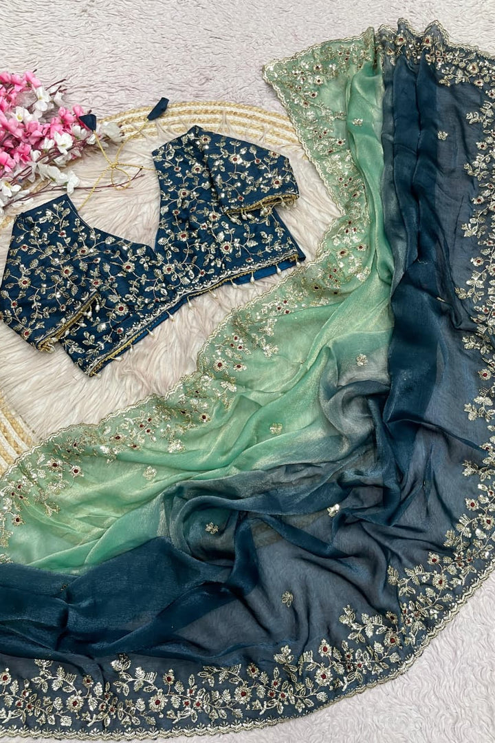 Spark Essence Designer Embroidery Silk Saree