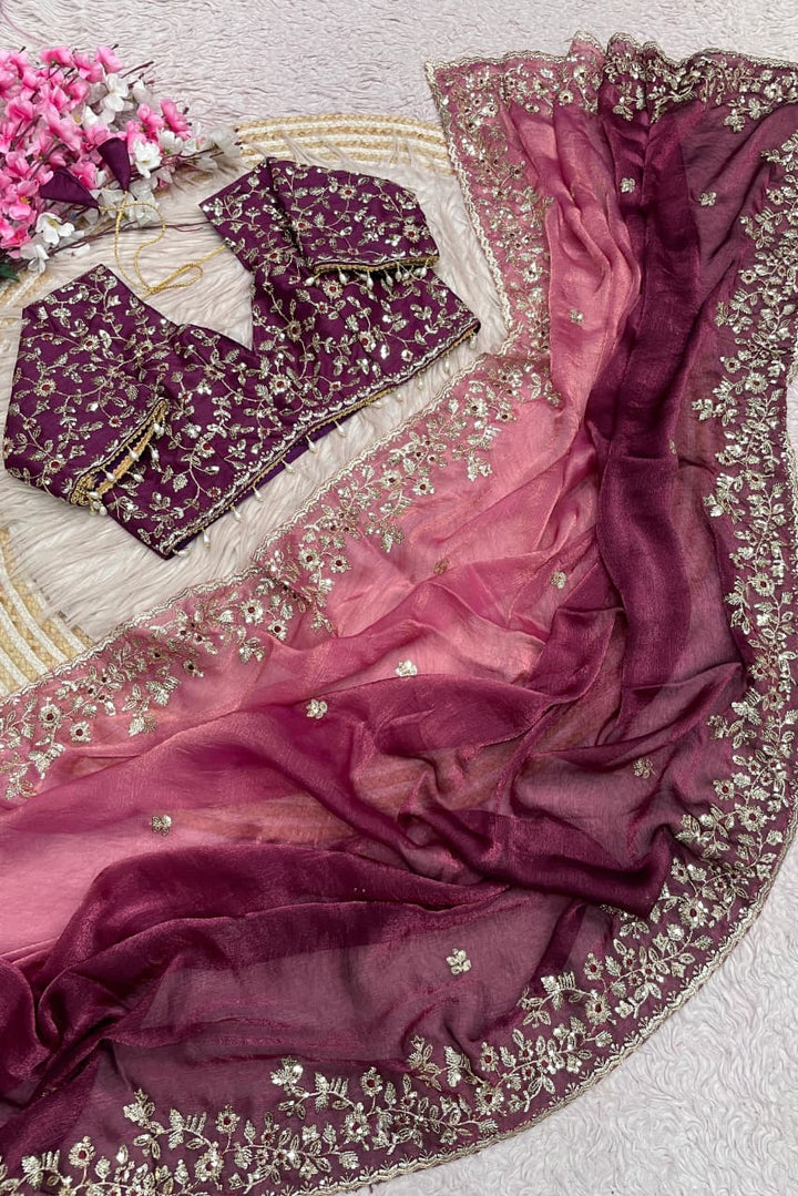 Spark Essence Designer Embroidery Silk Saree