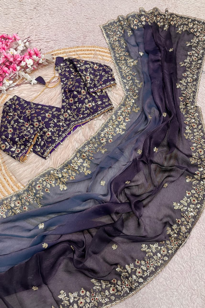 Spark Essence Designer Embroidery Silk Saree