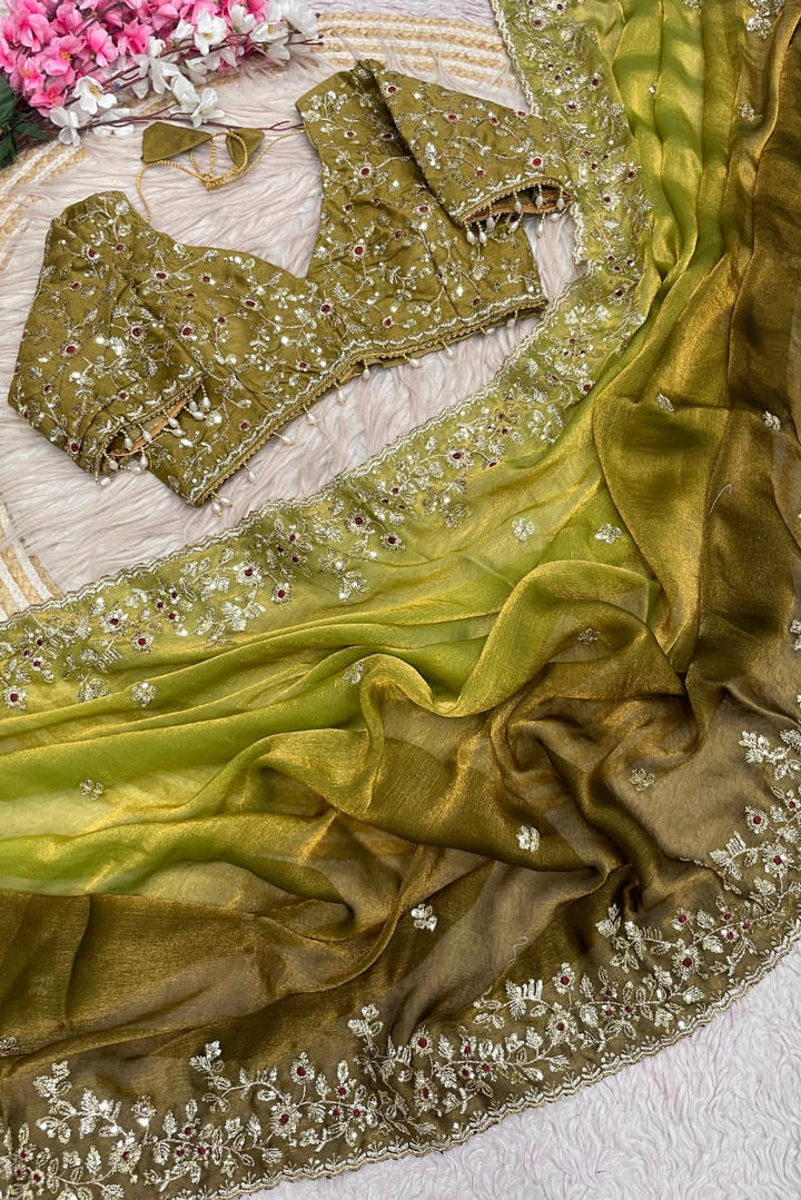 Spark Essence Designer Embroidery Silk Saree