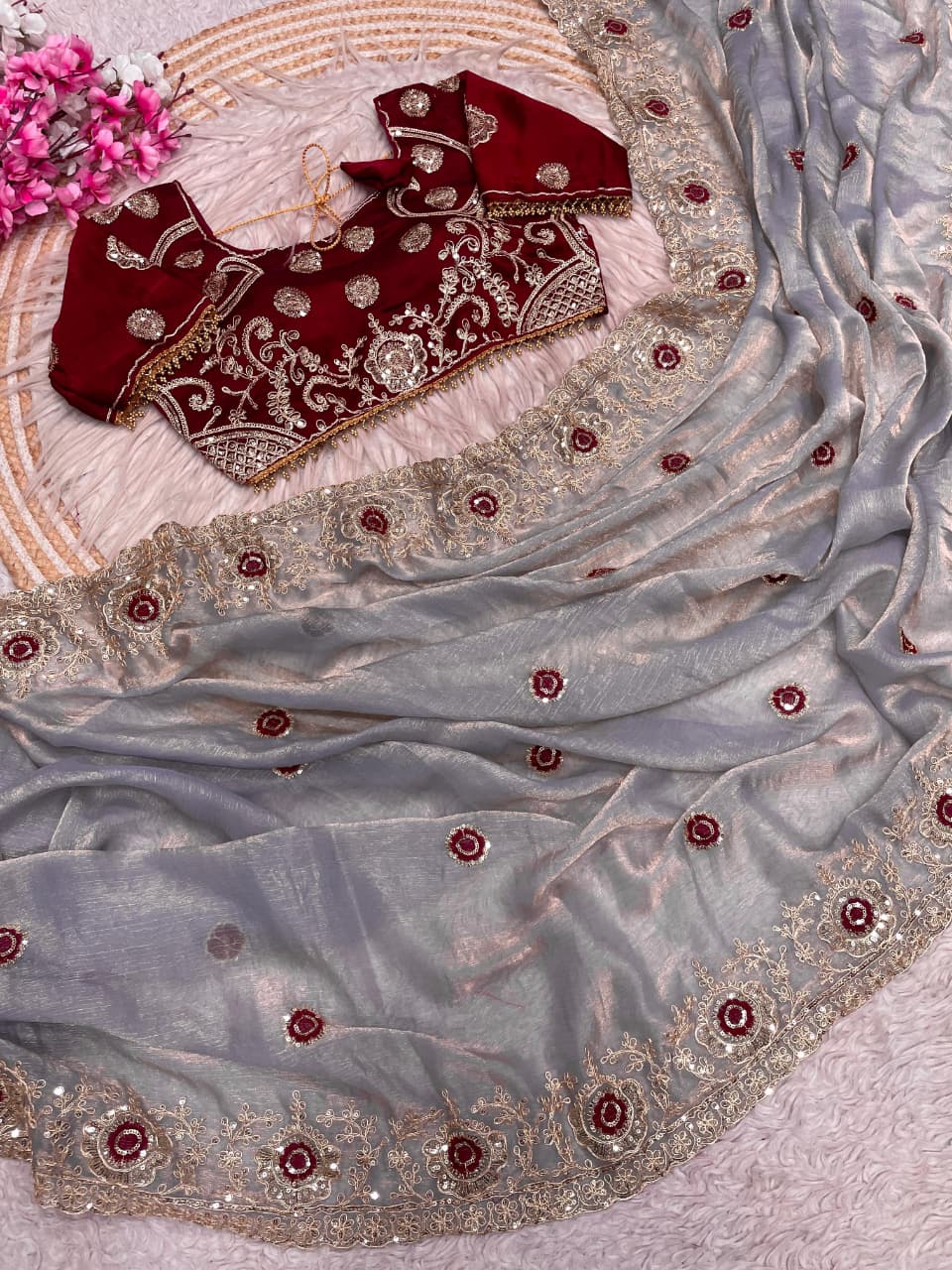 Dewlight Grace Designer Embroidery Silk Saree