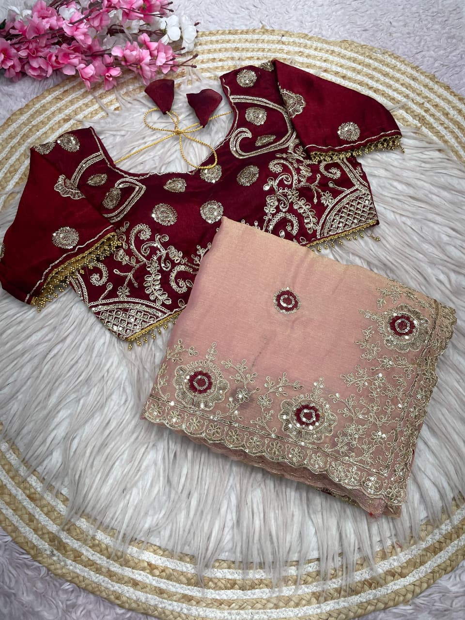 Dewlight Grace Designer Embroidery Silk Saree