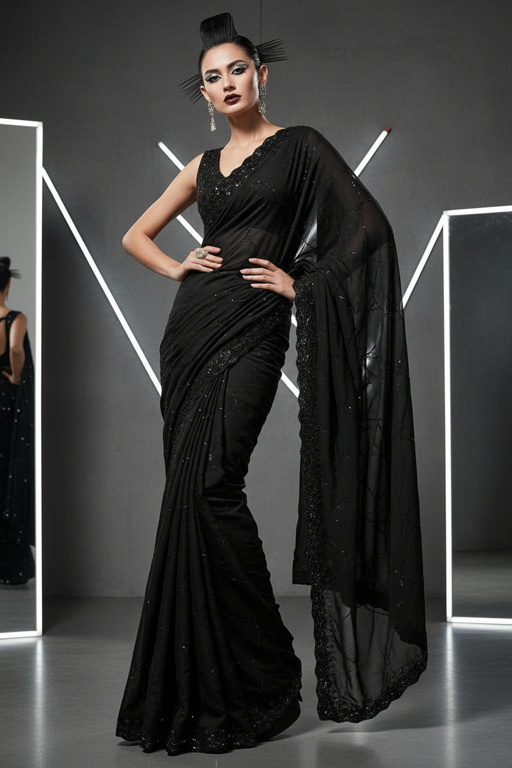 Ethereal Glow Georgette Silk Saree