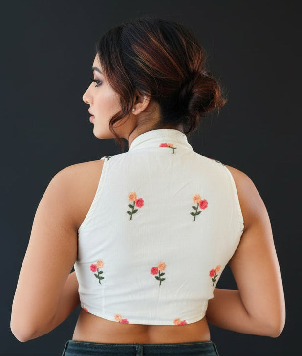 Dealing In Embroidery - Halter neck Blouse