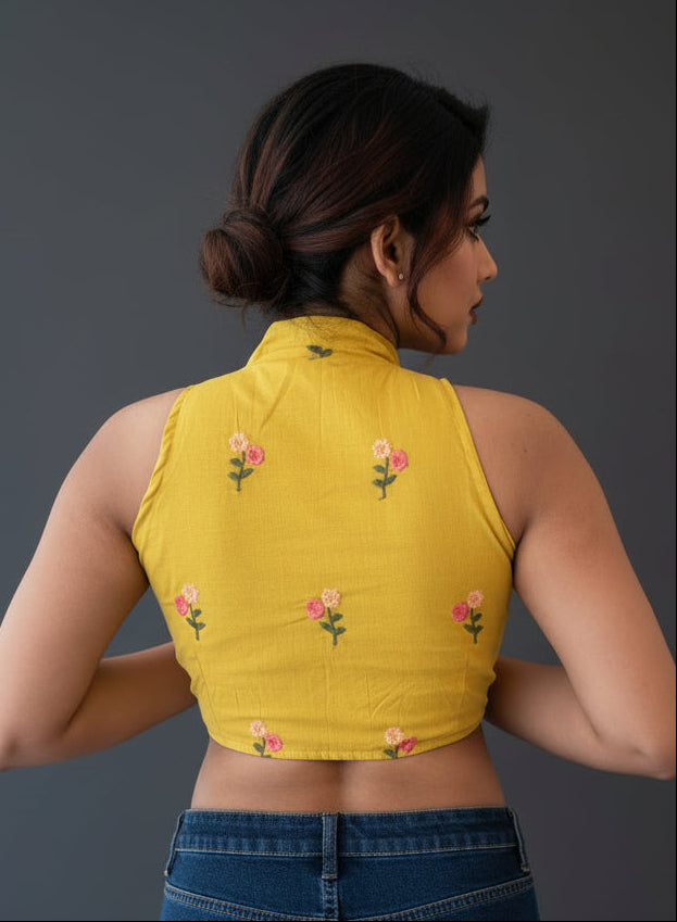 Dealing In Embroidery - Halter neck Blouse