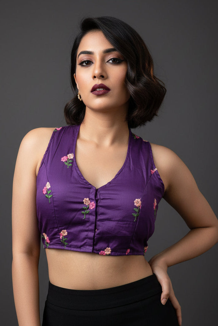 Dealing In Embroidery - Halter neck Blouse