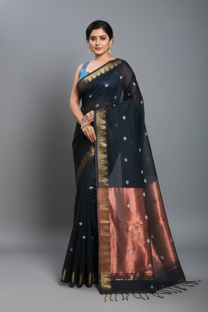 Golden Horizon Cotton Banarasi Saree