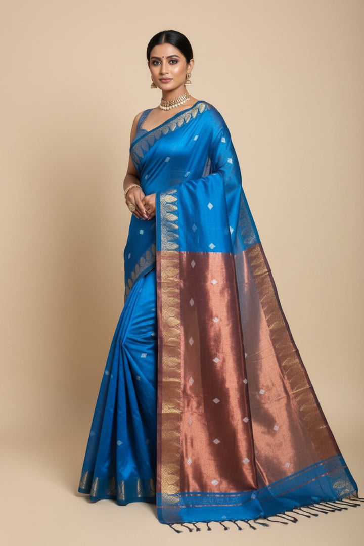 Golden Horizon Cotton Banarasi Saree