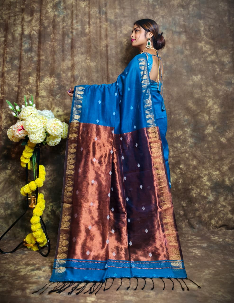Golden Horizon Cotton Banarasi Saree